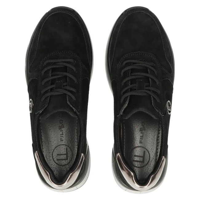 Skórzane sneakersy Filippo DP4930/23 BK czarne