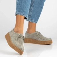 Skórzane półbuty na platformie Filippo DP7500/26 KH khaki