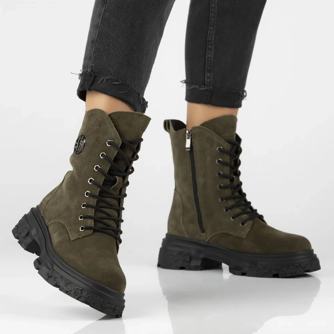 Leather ankle boots DBT6443/24 KH khaki