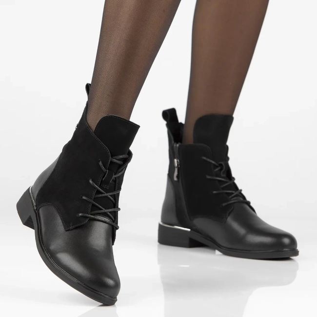 Skórzane trzewiki Filippo DBT4749/25 BK czarne