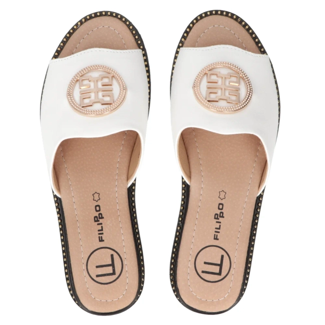 Leather flip-flops Filippo DK7042/25 WH white