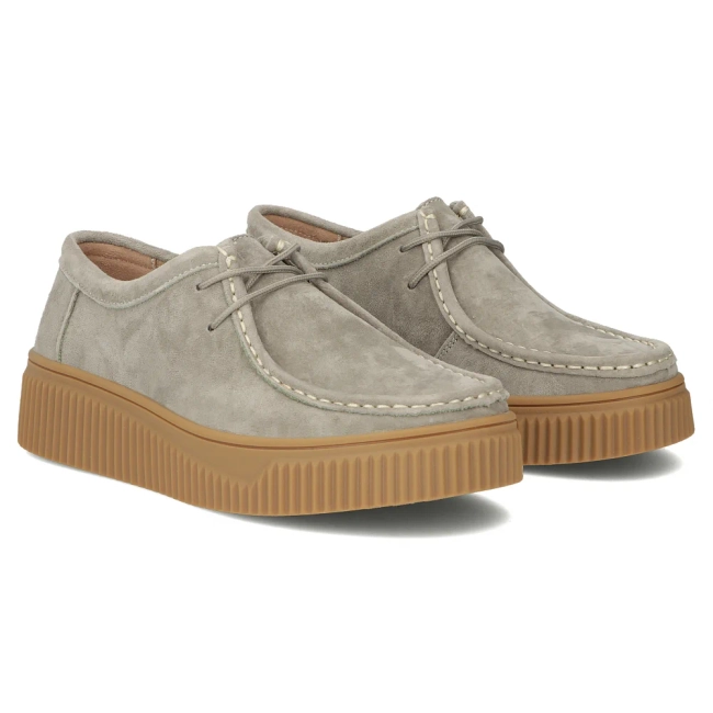 Skórzane półbuty na platformie Filippo DP7500/26 KH szare