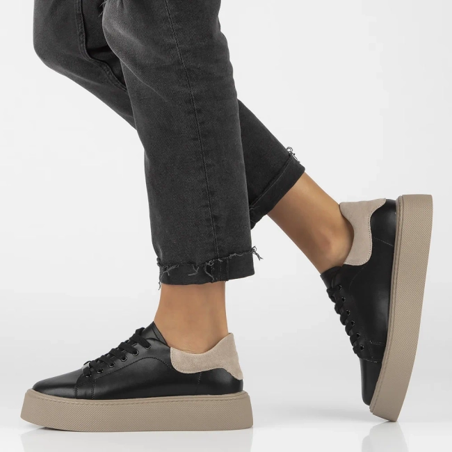 Skórzane sneakersy Filippo DP6119/24 BK BE czarno beżowe