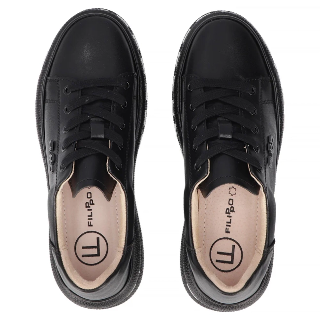 Skórzane sneakersy Filippo DP7119/25 BK czarne