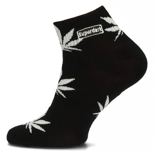 Skarpety męskie czarne - białe liście