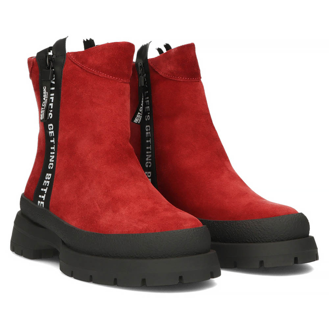 Skórzane botki na obcasie Filippo DBT4164/22 RD czerwone