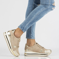 Leather sneakers Filippo 092 beige-gold
