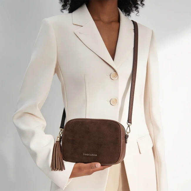 Brown leather handbag Toscanio G88