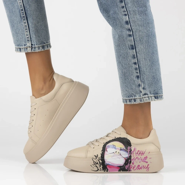 Skórzane sneakersy Filippo DP6835/25 BE beżowe