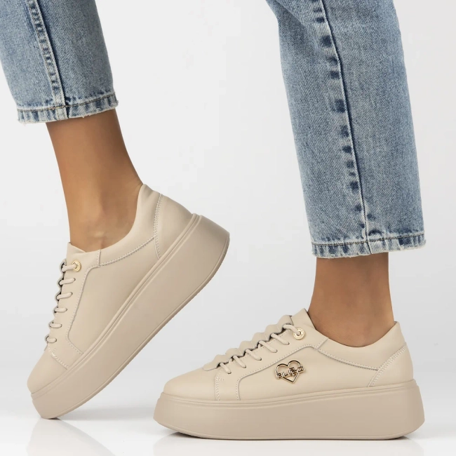 Leather sneakers Filippo DP6058/25 BE H beige