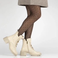 Skórzane botki na obcasie Filippo DBT7132/25 BE beżowe