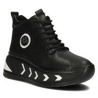 Skórzane botki na platformie Filippo DBT4214/22 BK WH czarne