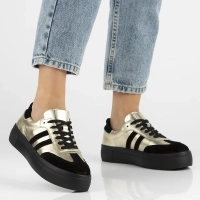 Skórzane sneakersy Filippo DP6841/25 GO BK złote