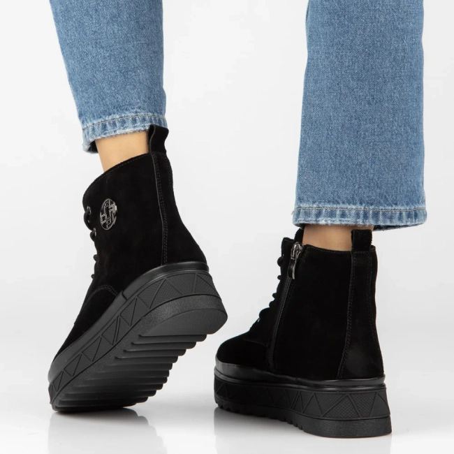 Leather platform ankle boots Filippo DBT8078/26 BK black