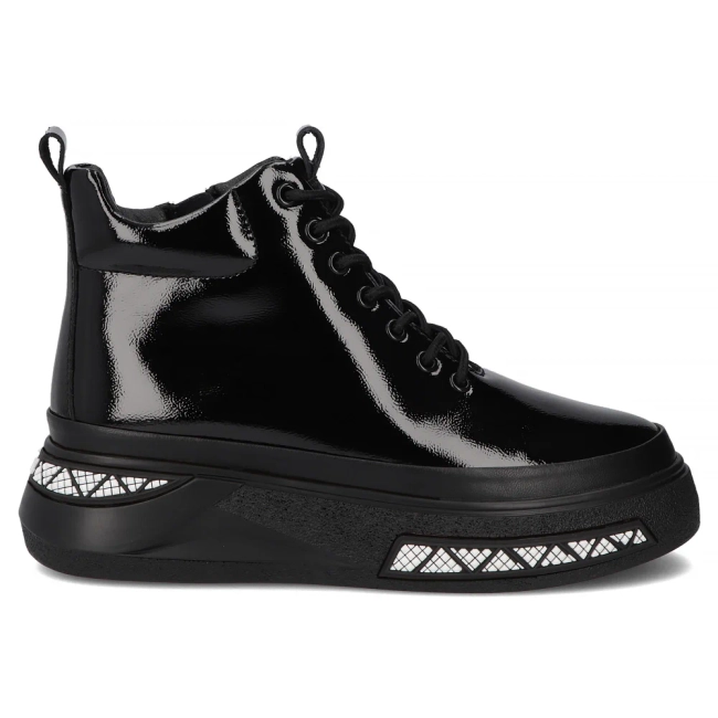 Skórzane botki na platformie Filippo DBT7276/25 BK czarne