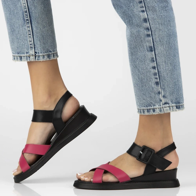 Leather sandals Filippo DS6874/25 FH black and pink