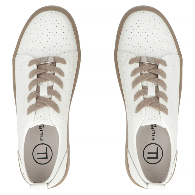 Leather sneakers Filippo DP6116/26 WH BE white-beige