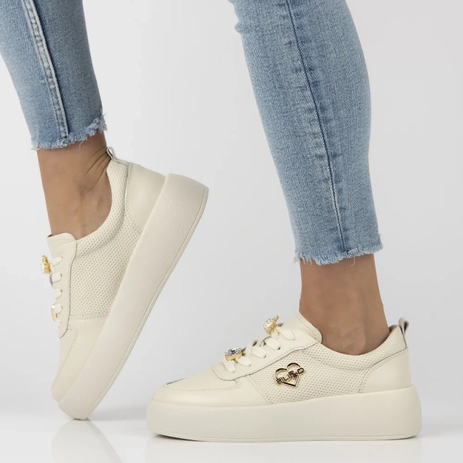 Skórzane sneakersy Filippo DP6784/25 BE beżowe