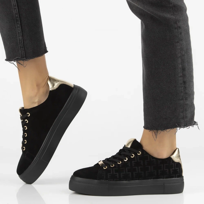 Skórzane sneakersy Filippo DP6850/25 BK czarne