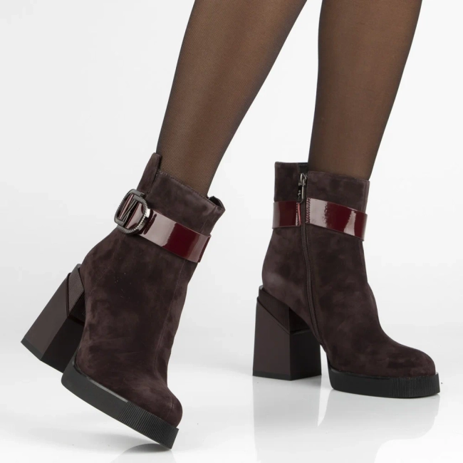 Leather heeled ankle boots Filippo DBT7183/26 BG burgundy