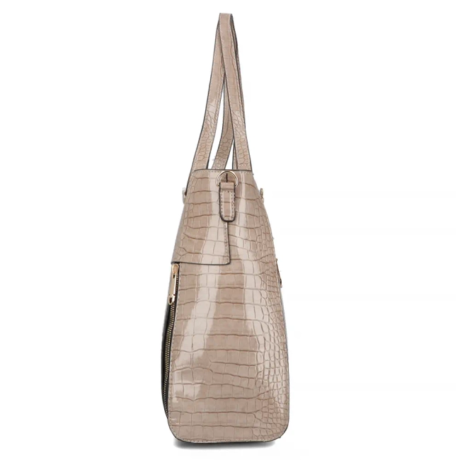 Grey shopper bag croc effect
