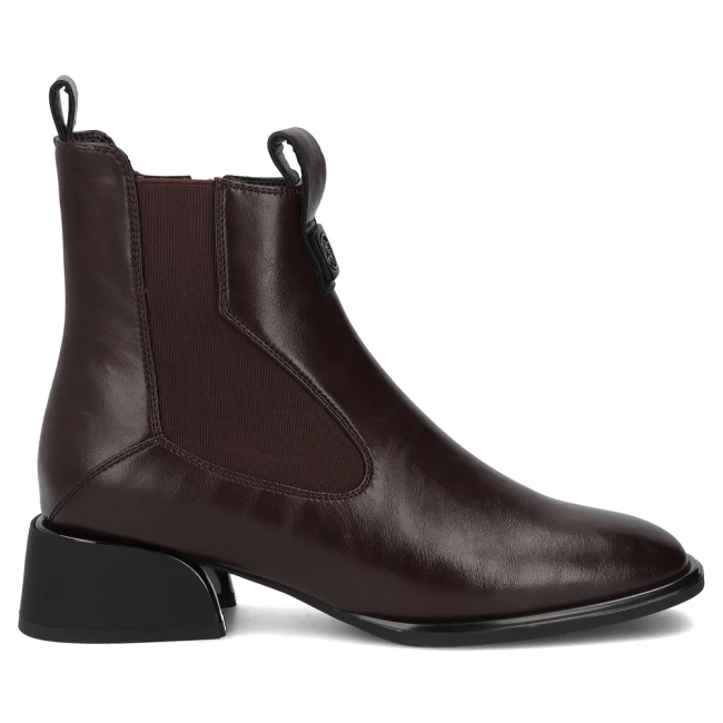 Skórzane botki na obcasie Filippo DBT8136/26 BR brązowe