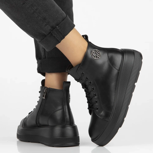 Leather ankle boots DBT6374/24 BK black