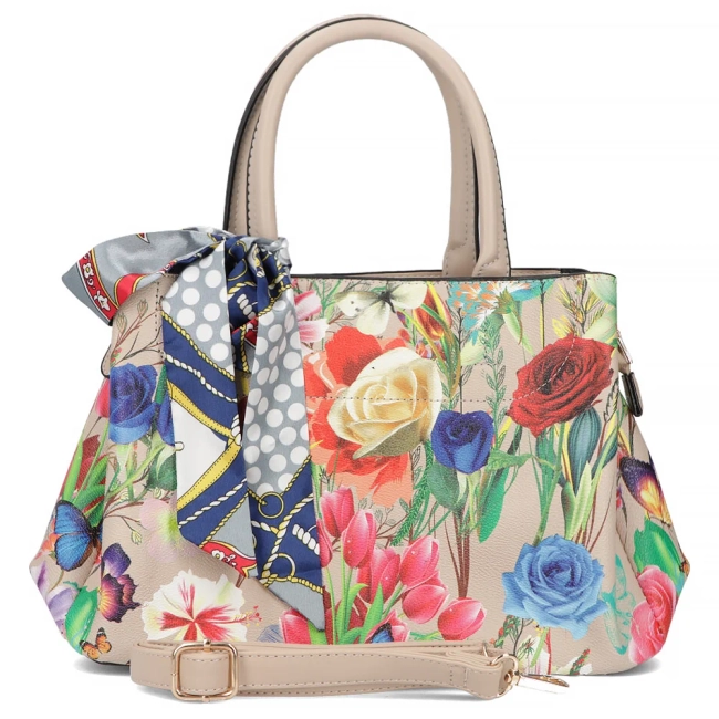 Messenger bag beige flower elegance