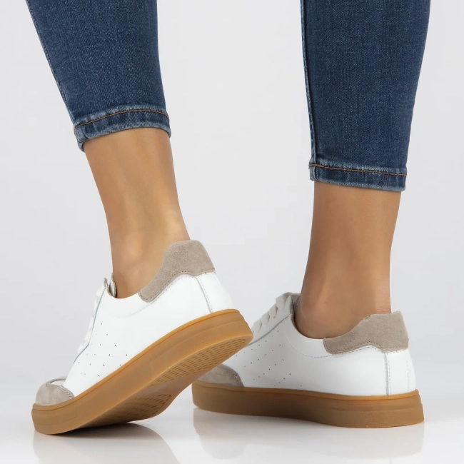 Leather sneakersy Filippo DP6128/25 WH BE white