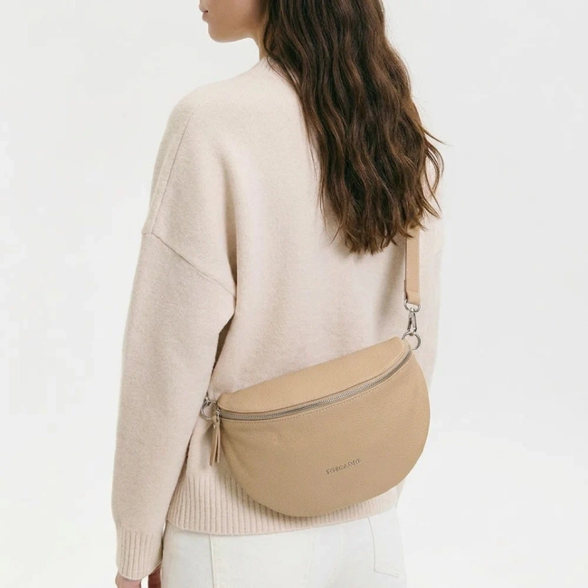 Beige leather crossbody bag Toscanio F181