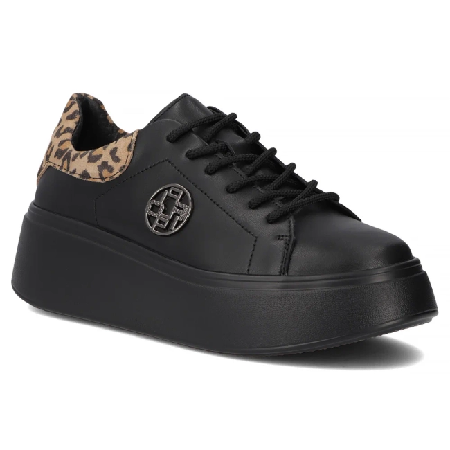 Leather sneakers Filippo DP6058/25 BK LEO black