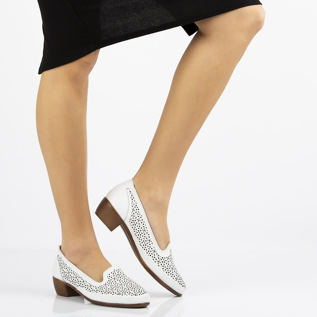 Skórzane półbuty Filippo DP1405/20 WH białe