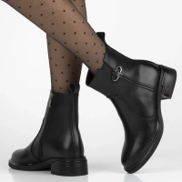 Skórzane botki na obcasie Filippo DBT7341/25 BK czarne