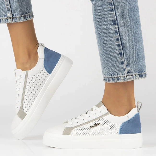 Leather sneakers Filippo DP6040/24 BL GR white blue