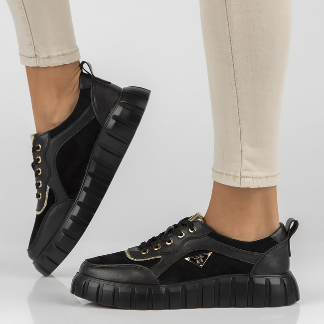 Skórzane sneakersy Filippo DP4533/23 BK czarne