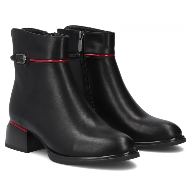 Leather ankle boots Filippo DBT8124/26 BK RD black