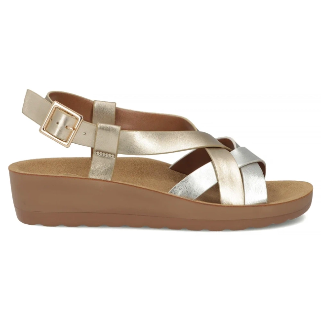 Sandały na koturnie Filippo DS7903/26 GO złote