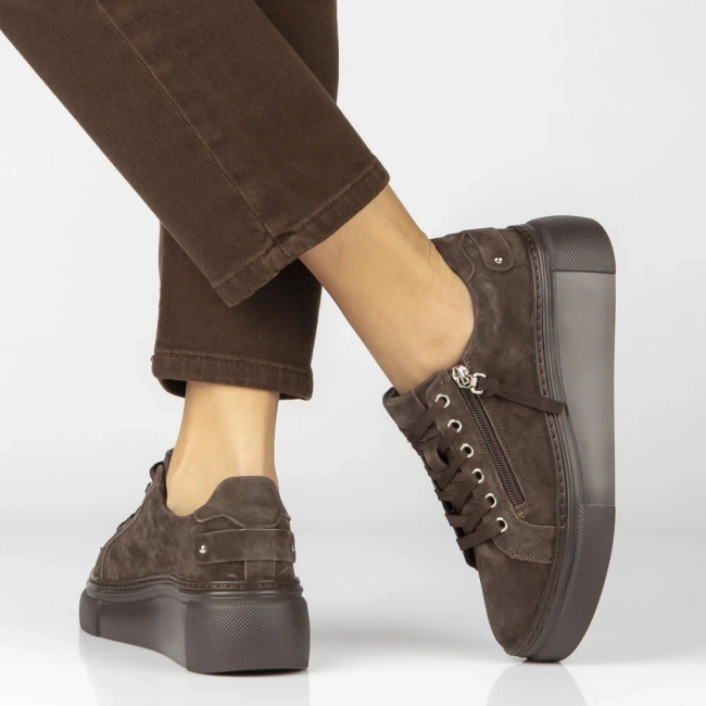 Skórzane sneakersy Filippo DP7653/26 D BR brązowe