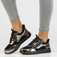 Leather sneakers Filippo DP3149/21 BK GN dark nickel