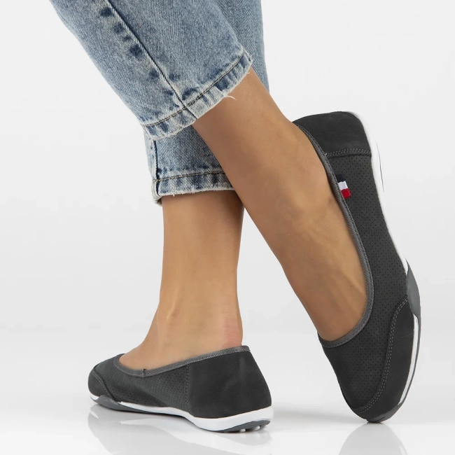 Skórzane baleriny Filippo DP143/23 GR szare