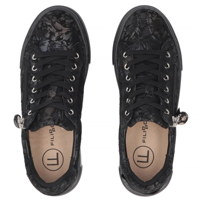 Skórzane sneakersy Filippo DP7653/26 BK FL czarne