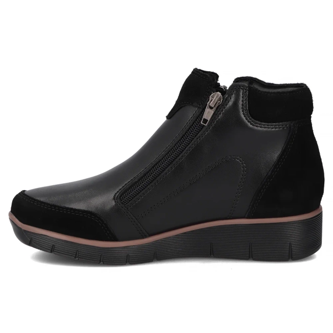 Skórzane botki na koturnie Filippo DBT3950/26 BK czarne