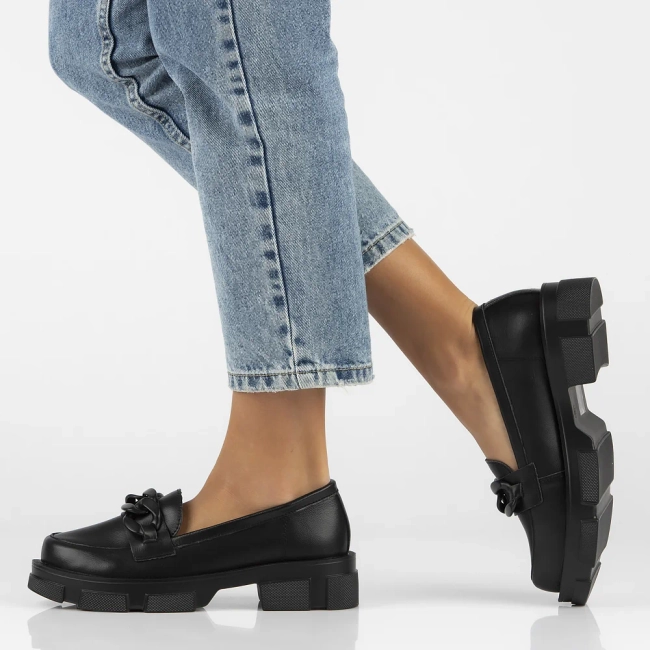 Skórzane półbuty na platformie Filippo DP3221/24 BK BK czarne