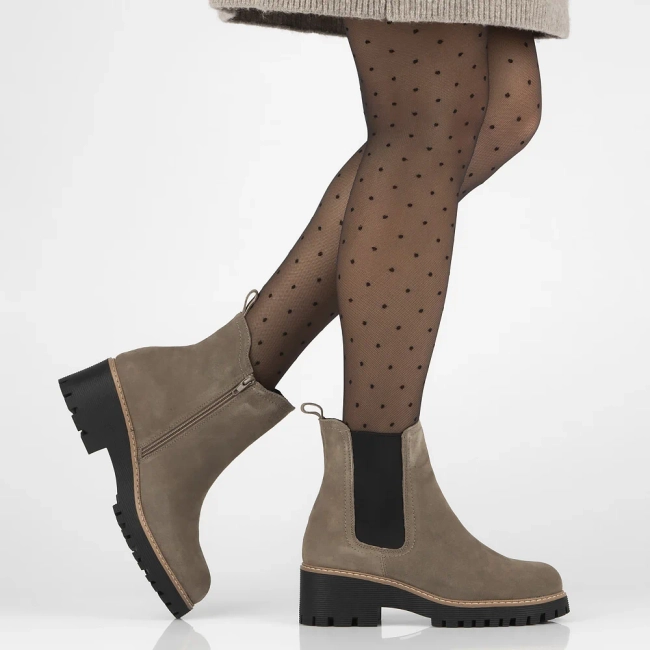 Skórzane botki na platformie Filippo DBT4805/24 TP BK beżowe