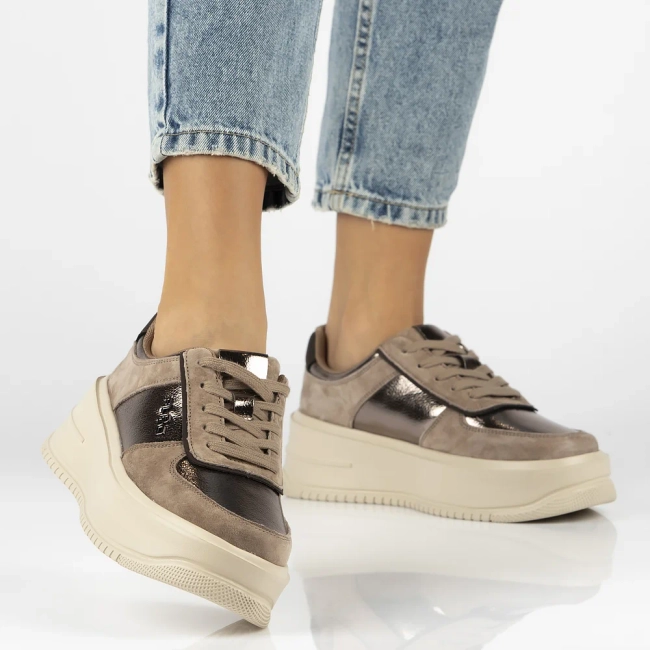 Skórzane sneakersy Filippo DP7124/25 TP beżowe