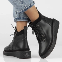 Skórzane botki na platformie Filippo DBT4799/23 BK czarne