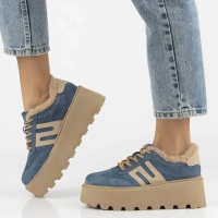 Skórzane sneakersy Filippo DP7110/25 BL niebieskie