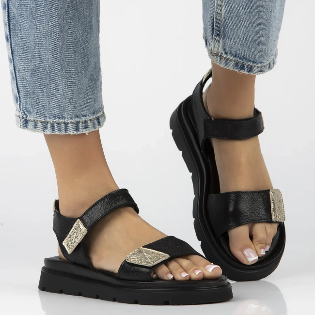 Skórzane sandały Filippo 40443 czarne