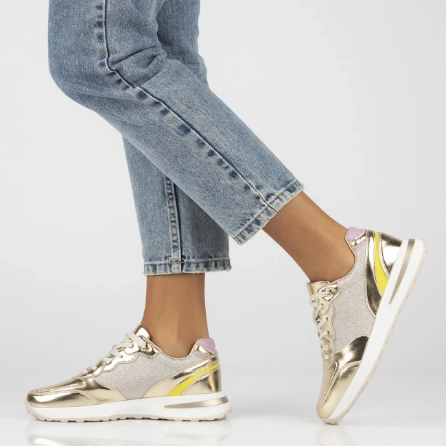 Skórzane sneakersy Filippo DP6724/25 GO złote