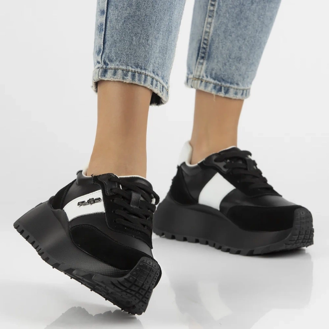 Leather sneakers Filippo DP6785/25 BK BK black